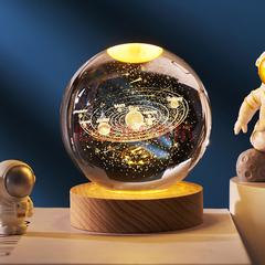 星空宇航员3D内雕白水晶球发光底座小夜灯创意小摆件